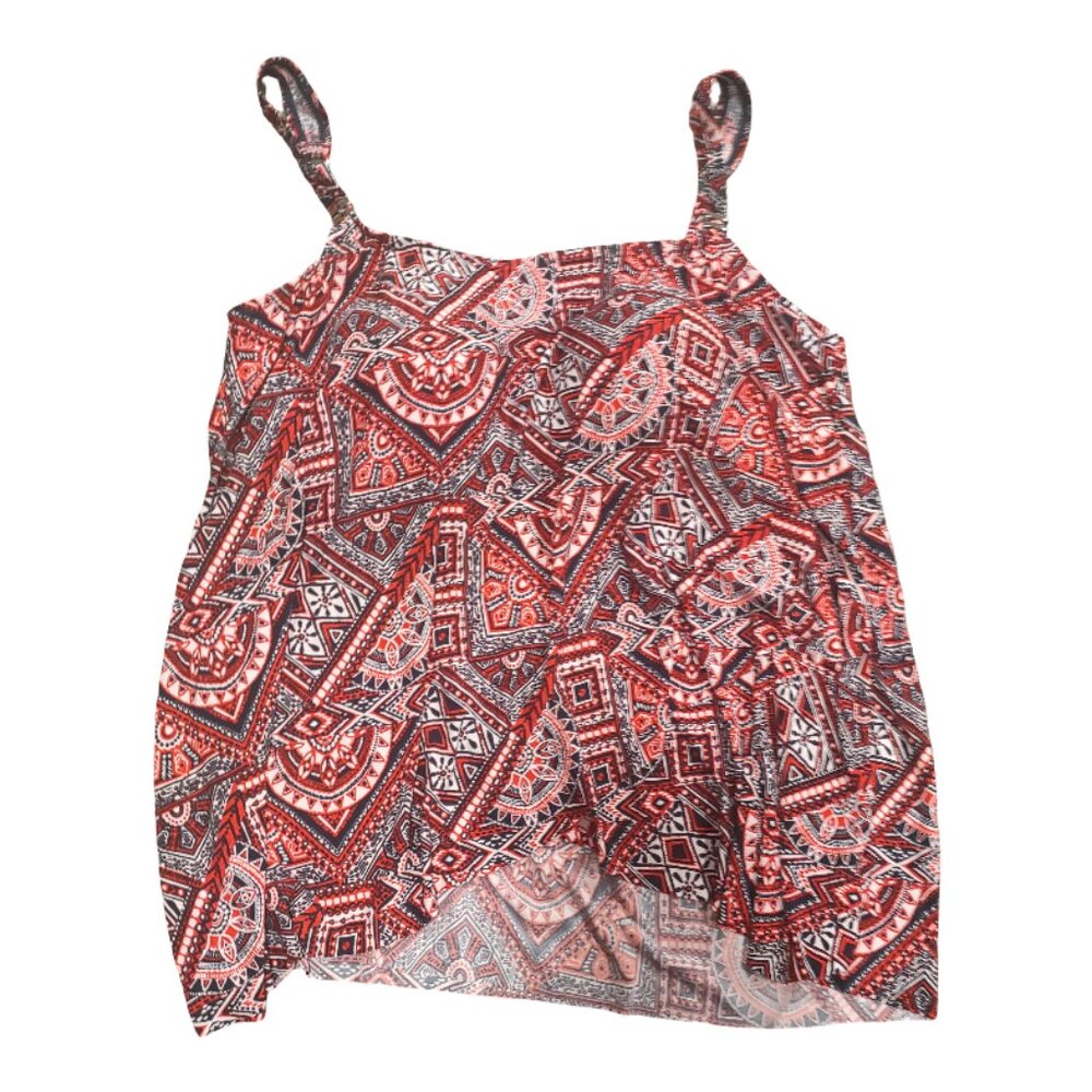 Croft & Barrow Swim Tank Top Heavily Patterned (Red, Navy, White) Size XL